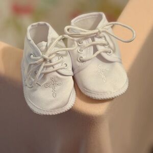 Baby Lace-Up Baptism Shoes in White